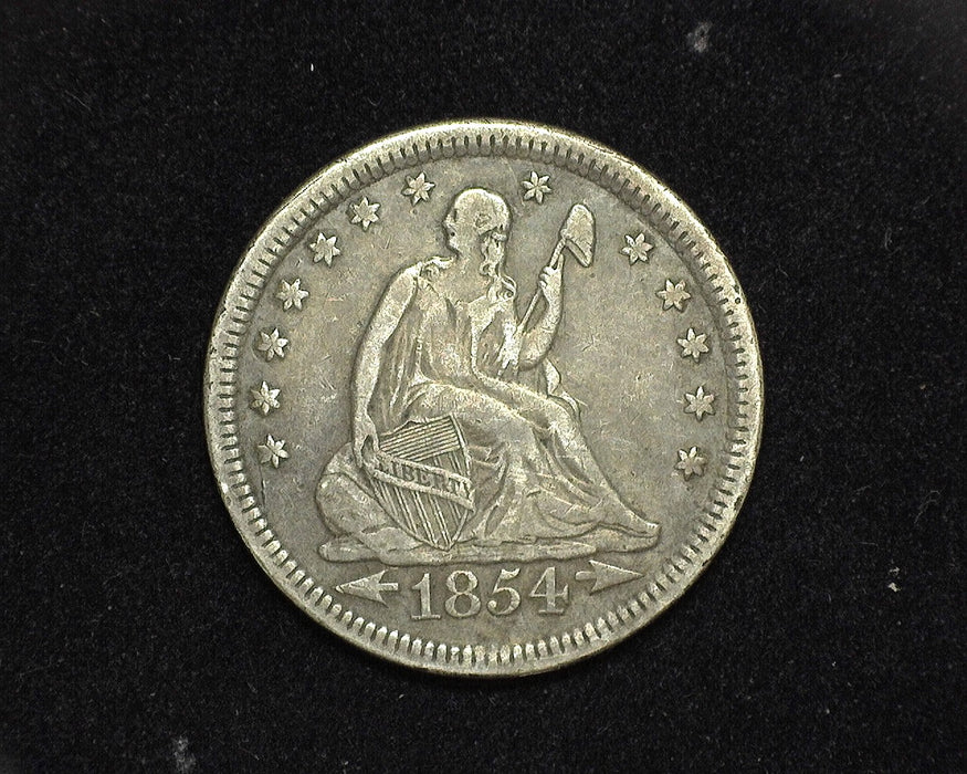 1854 Arrows Liberty Seated Quarter VF - US Coin