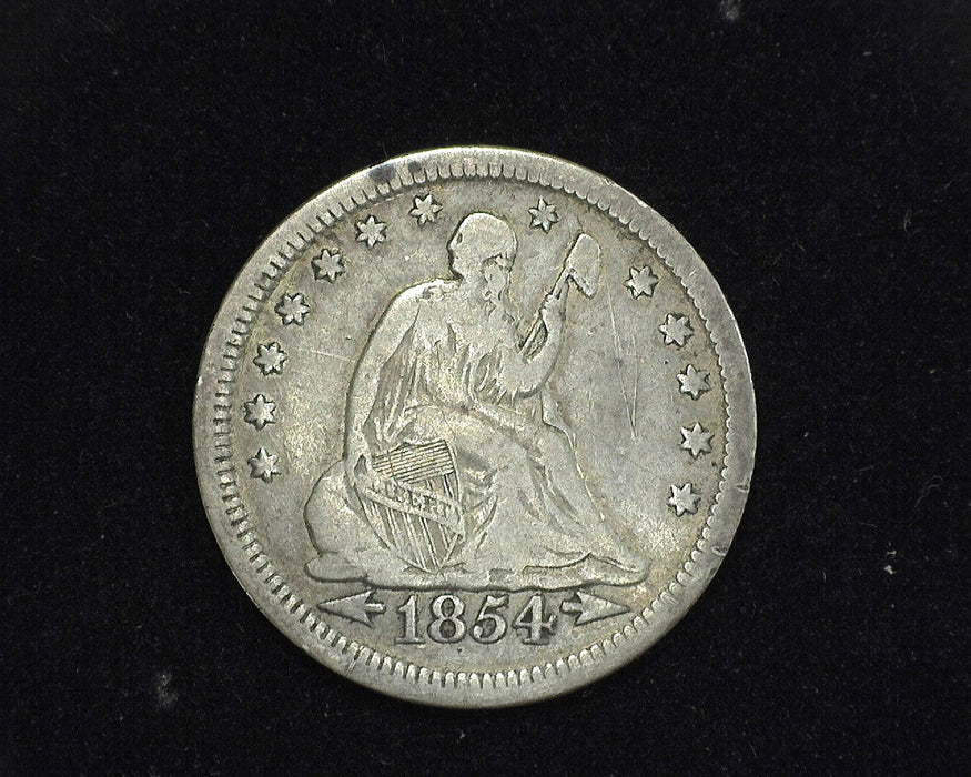 1854 Arrows Liberty Seated Quarter F - US Coin