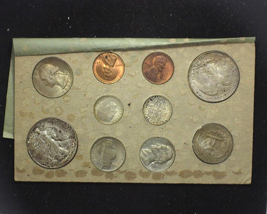 1947 Mint set Still in original envelope and cardboards, as mailed from the U.S. Mint. Double coins from all mints. Beautiful set nicely toned.