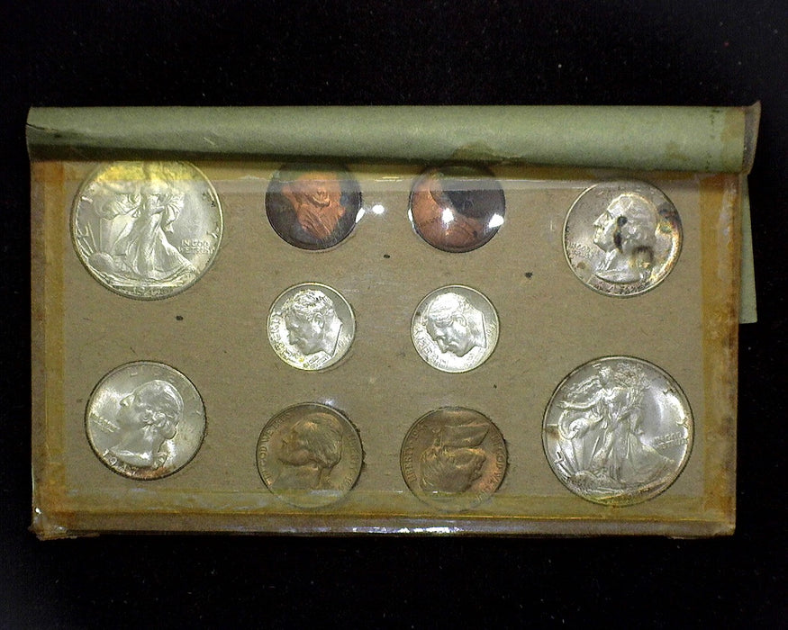 1947 Mint set Still in original envelope and cardboards, as mailed from the U.S. Mint. Double coins from all mints. Beautiful set nicely toned.