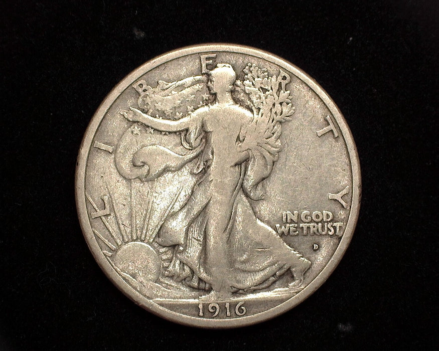 1916 D Walking Liberty Half Dollar F Obverse. - US Coin