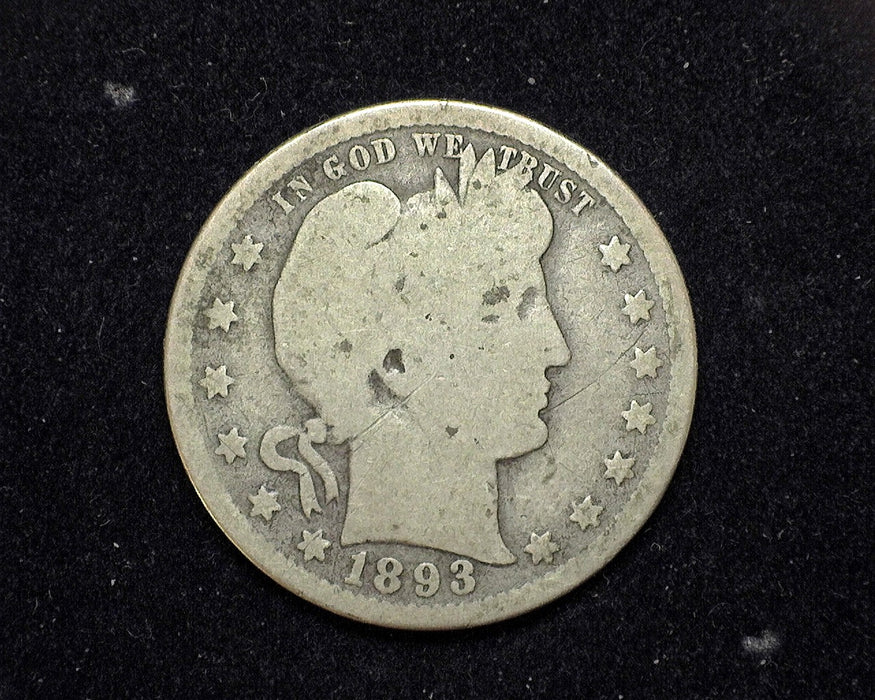 1893 S Barber Quarter G Rim Scratch - US Coin