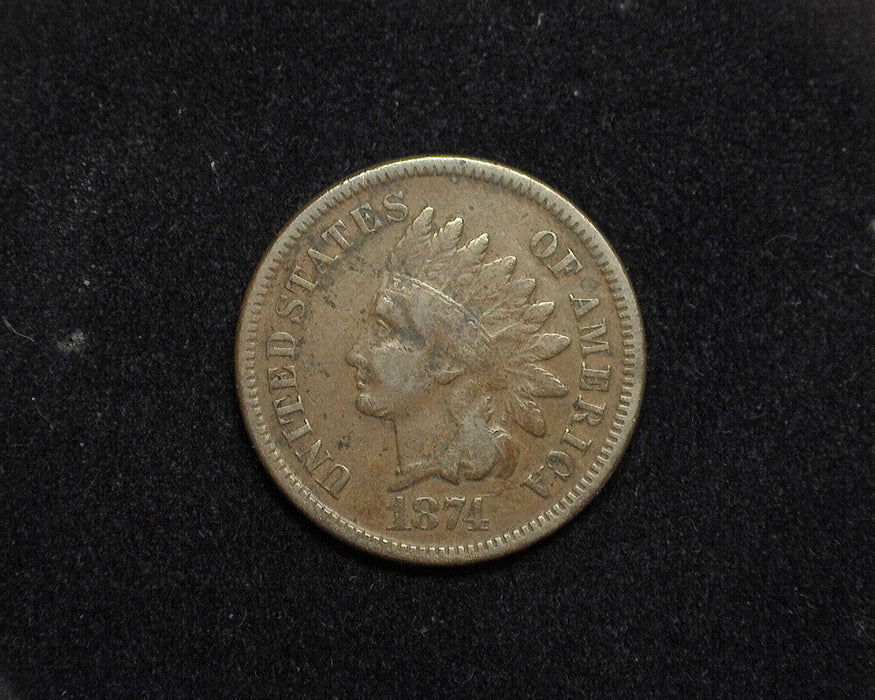 1874 Indian Head Penny/Cent F - US Coin