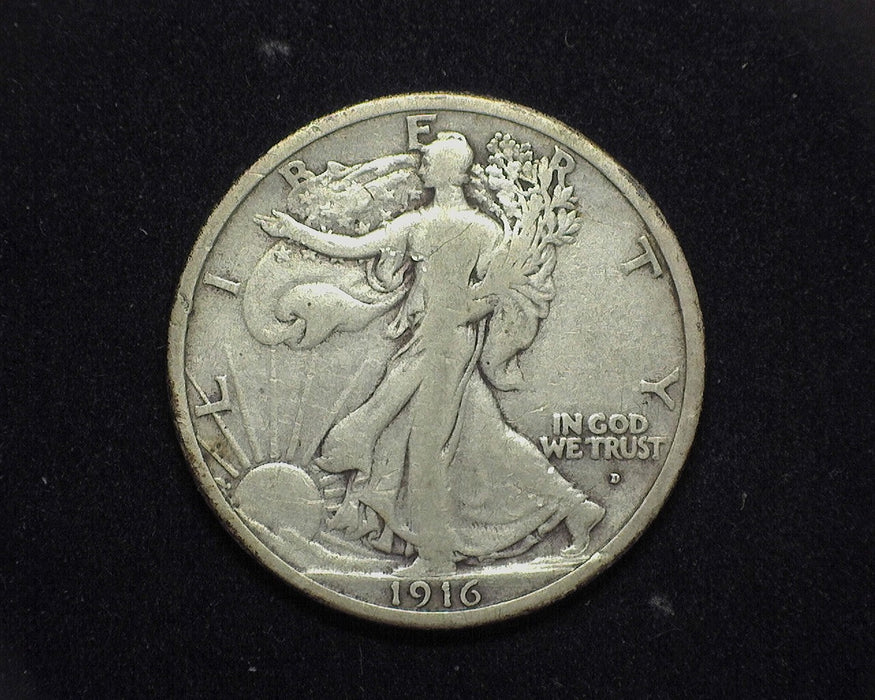 1916 D Liberty Walking Half Dollar VG Obverse - US Coin