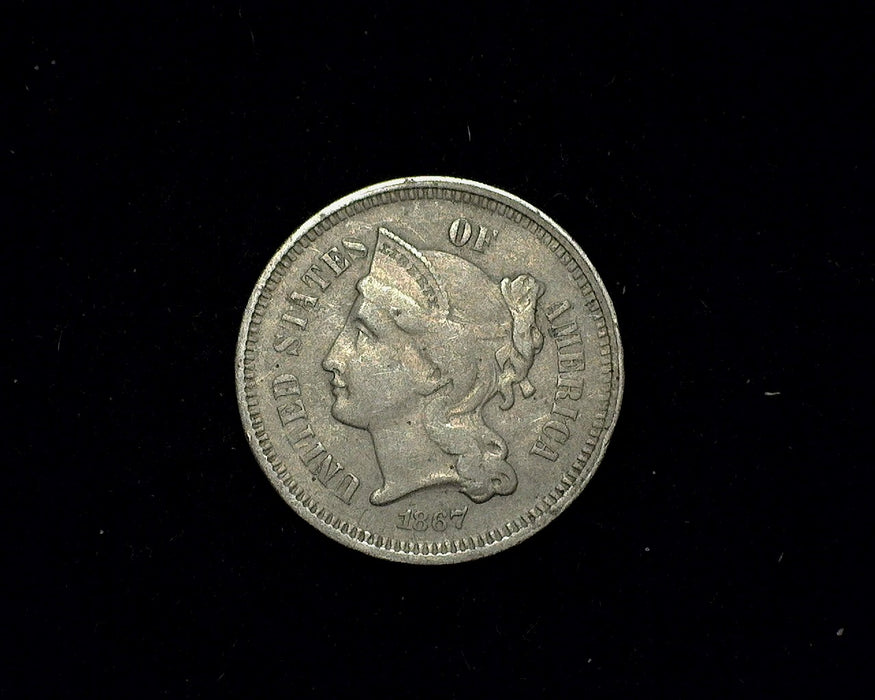 1867 Three Cent Nickel F - US Coin