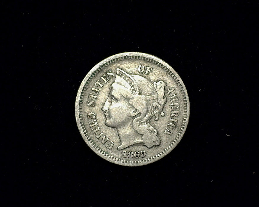 1869 Three Cent Nickel VG - US Coin