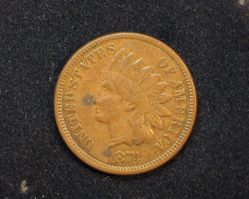 1874 Indian Head Penny/Cent VF Corrosion - US Coin