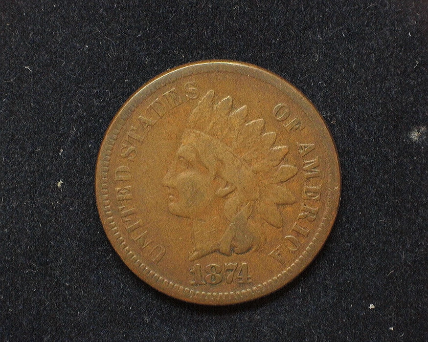 1874 Indian Head Penny/Cent VG - US Coin