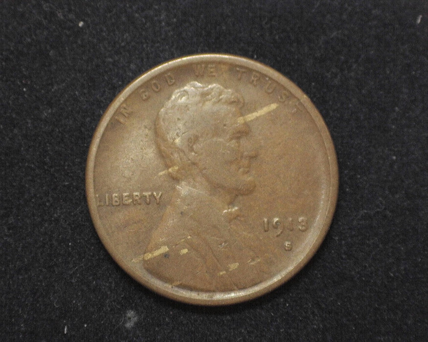 1913 S Lincoln Wheat Penny/Cent F - US Coin