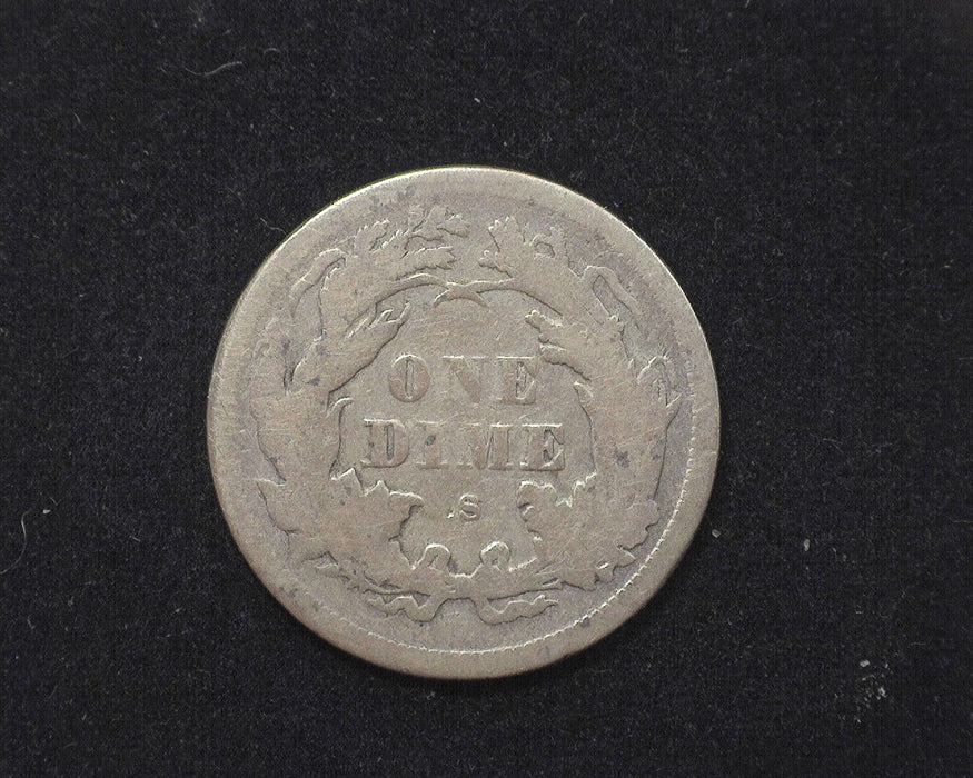 1875 S Liberty Seated Dime F Mintmark above - US Coin