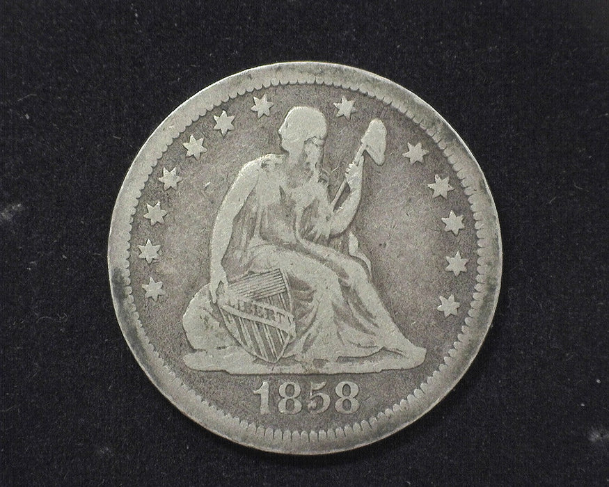 1858 Liberty Seated Quarter F - US Coin