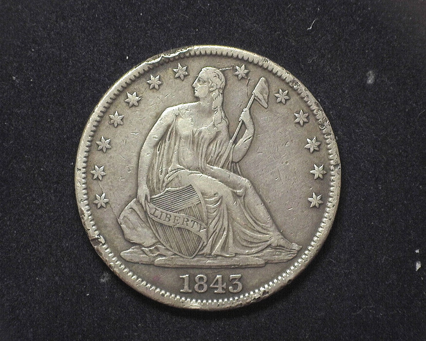 1843 Liberty Seated Half Dollar VF Edge damage - US Coin