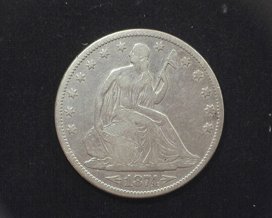 1874 Arrows Liberty Seated Half Dollar F - US Coin