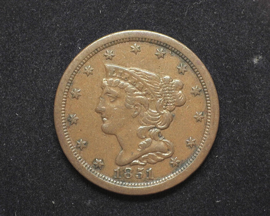 1851 Braided Hair Half Cent XF - US Coin