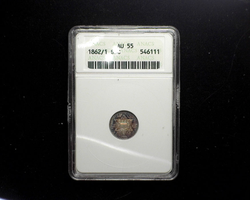 1862/61 Three Cent Silver Piece AU-55 ANACS - US Coin