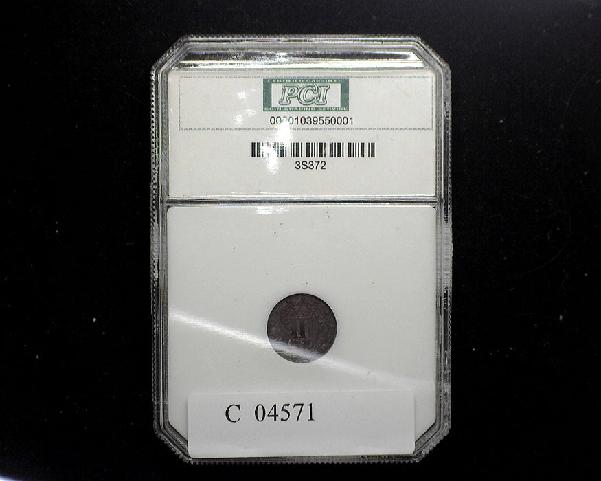 1872 Three Cent Silver Piece AU-50 PCI Slab - US Coin