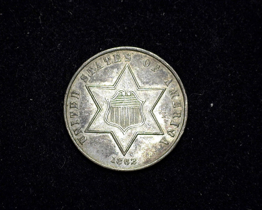 1862 Three Cent Silver Piece XF/AU - US Coin