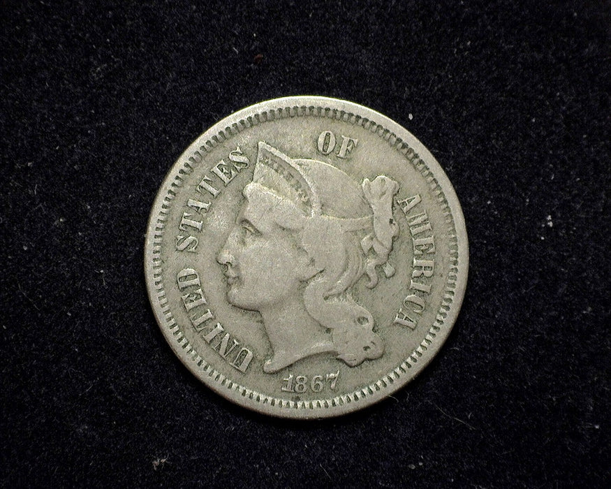 1867 Three Cent Nickel F - US Coin