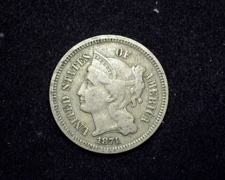 1871 Three Cent Nickel F - US Coin