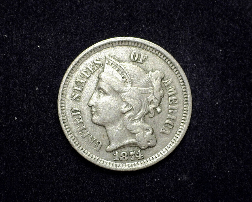 1874 Three Cent Nickel VF - US Coin