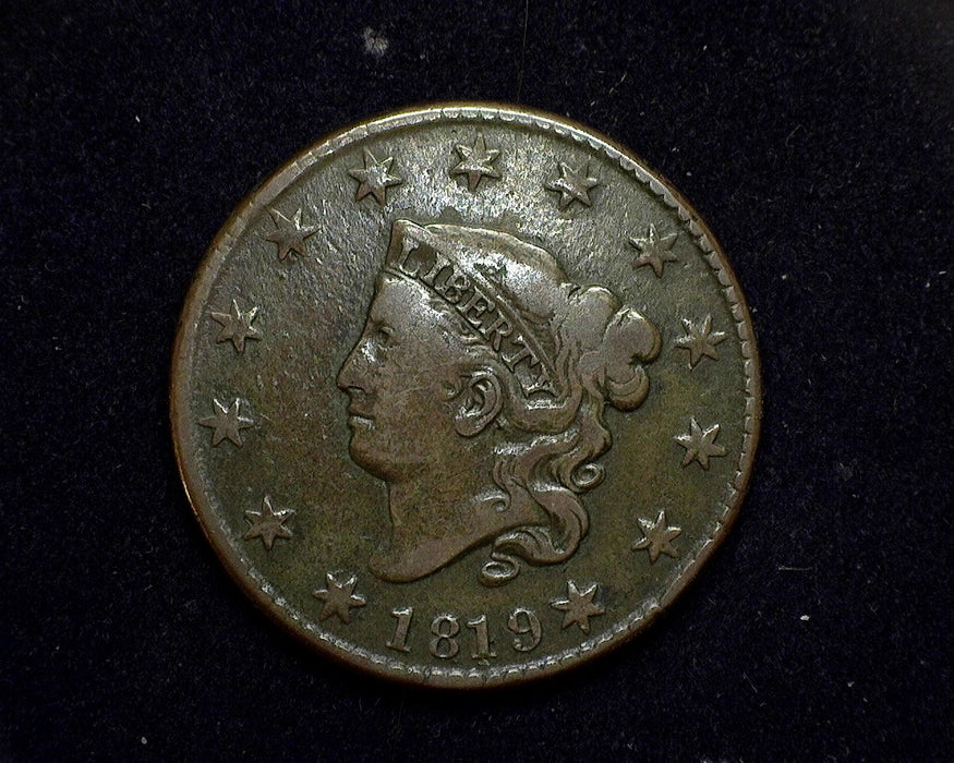 1819 Large Cent Coronet F Close date - US Coin