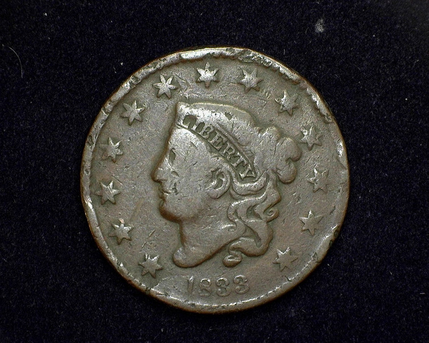 1833 Large Cent Coronet VG Double impression head - US Coin