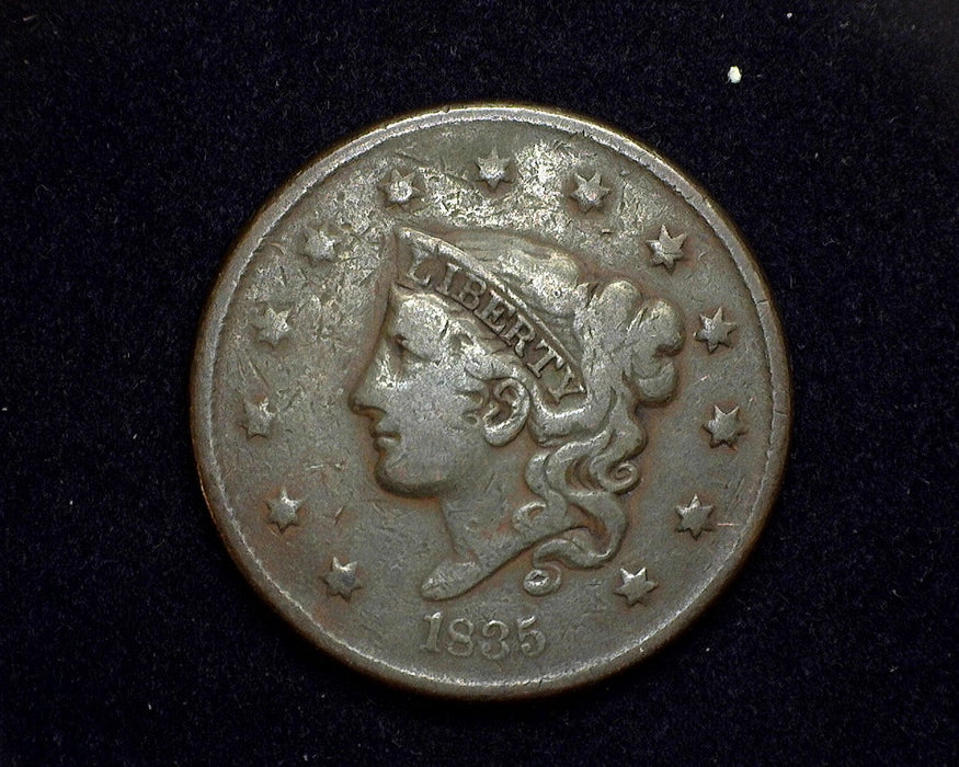 1835 Large Cent Coronet F Small 8 - US Coin