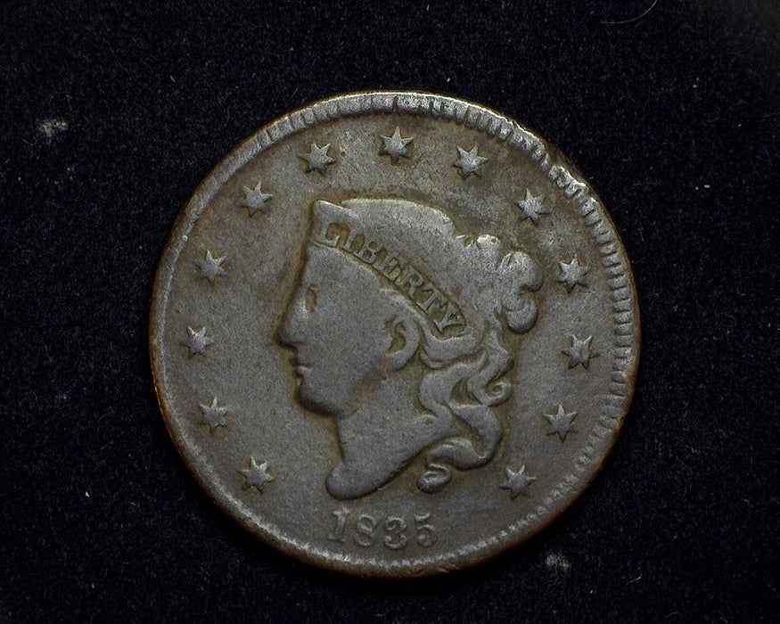 1835 Large Cent Coronet VG Small 8 - US Coin