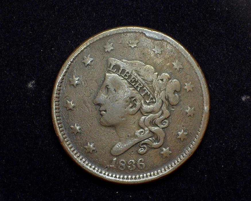 1836 Large Cent Coronet F - US Coin