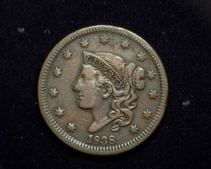 1838 Large Cent Matron F/VF Corrosion - US Coin