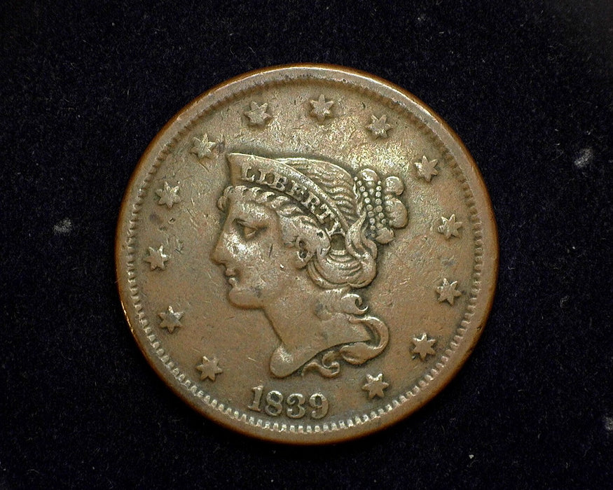 1839 Large Cent Matron F/VF Petite head - US Coin