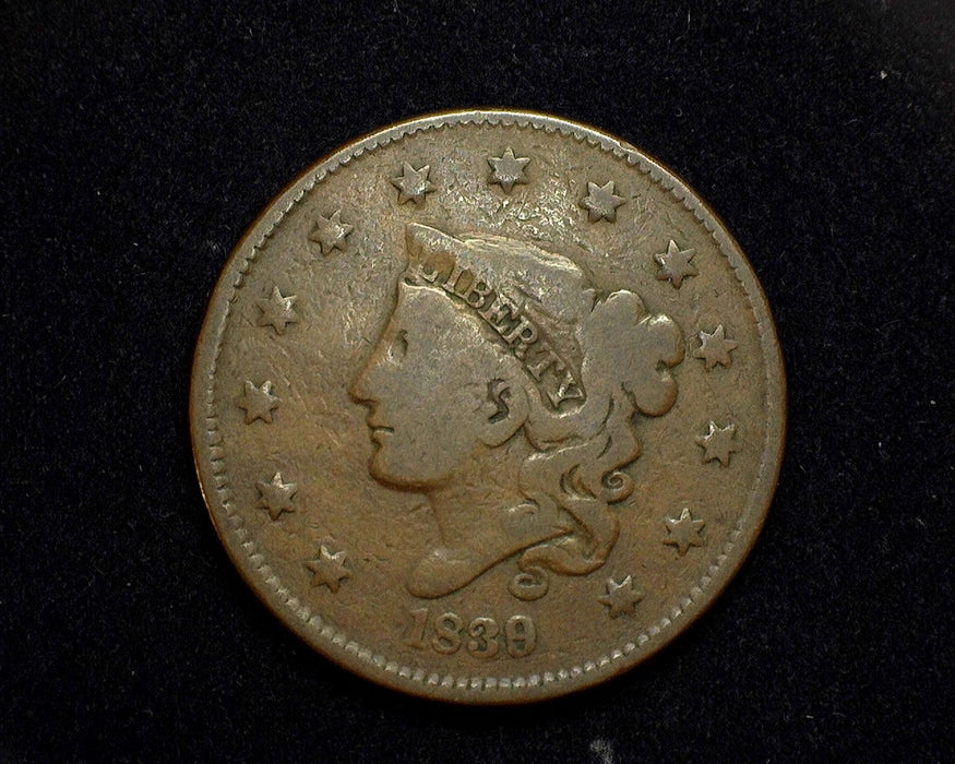 1839/36 Large Cent Matron VG - US Coin