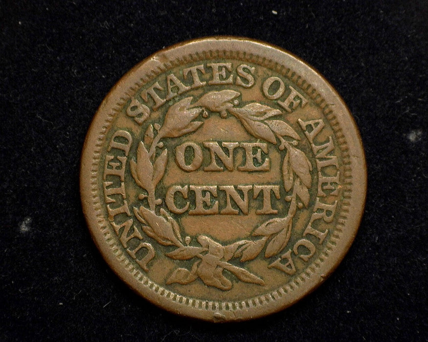 1847 Large Cent Braided Hair Cent F - US Coin