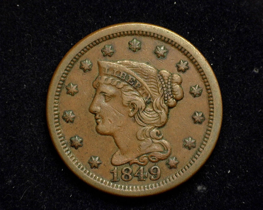 1849 Large Cent Braided Hair Cent XF - US Coin