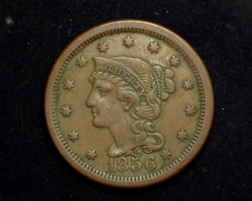 1856 Large Cent Braided Hair Cent VF/XF Upright - US Coin