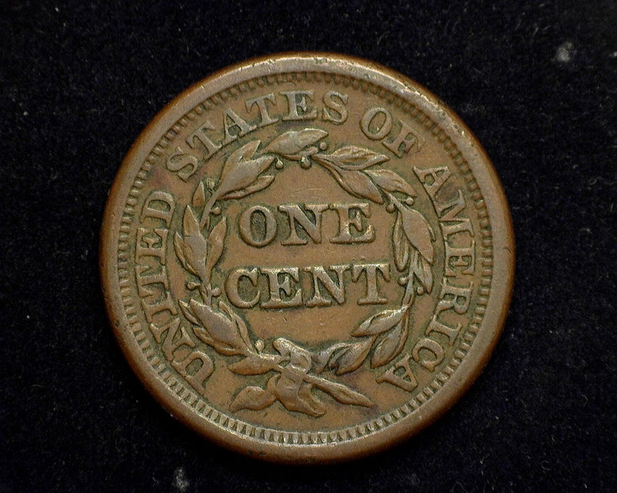 1856 Large Cent Braided Hair Cent VF Slanted 5 - US Coin