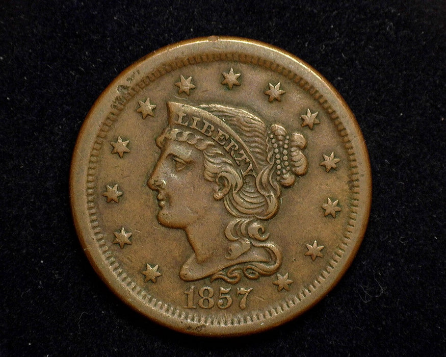 1857 Large Cent Braided Hair Cent XF Small date - US Coin