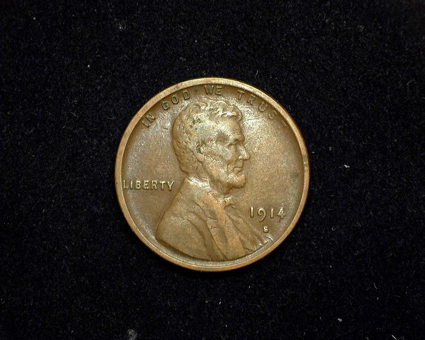 1914 S Lincoln Wheat Penny/Cent F - US Coin