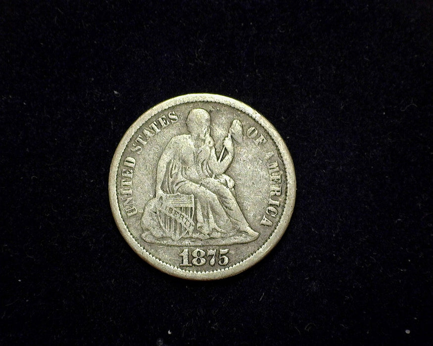 1875 CC Above Liberty Seated Dime F - US Coin