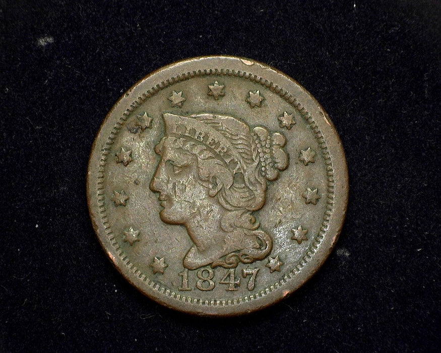 1847 Large Cent Coronet F - US Coin