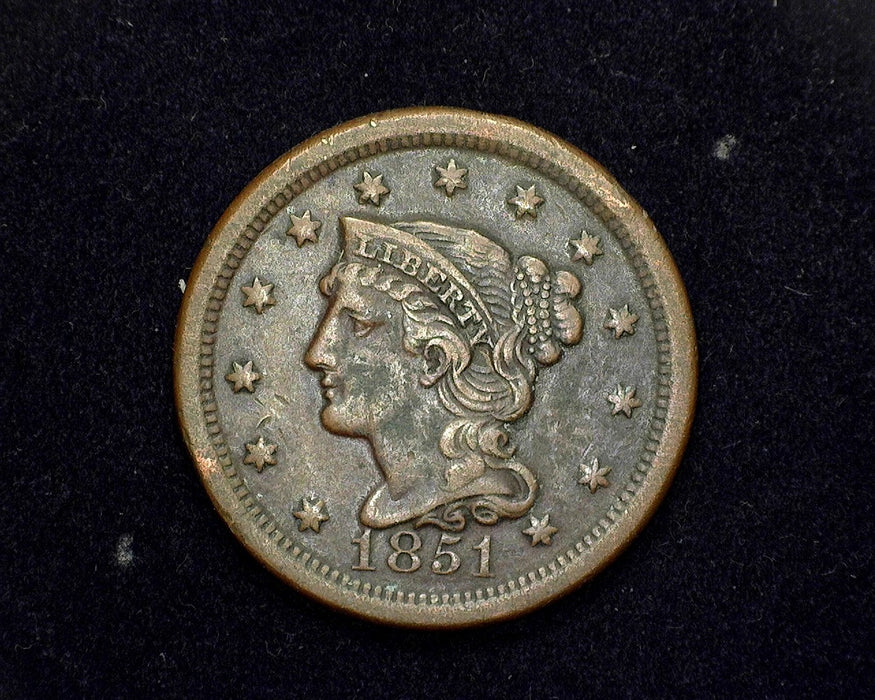 1851 Large Cent Coronet VF/XF - US Coin