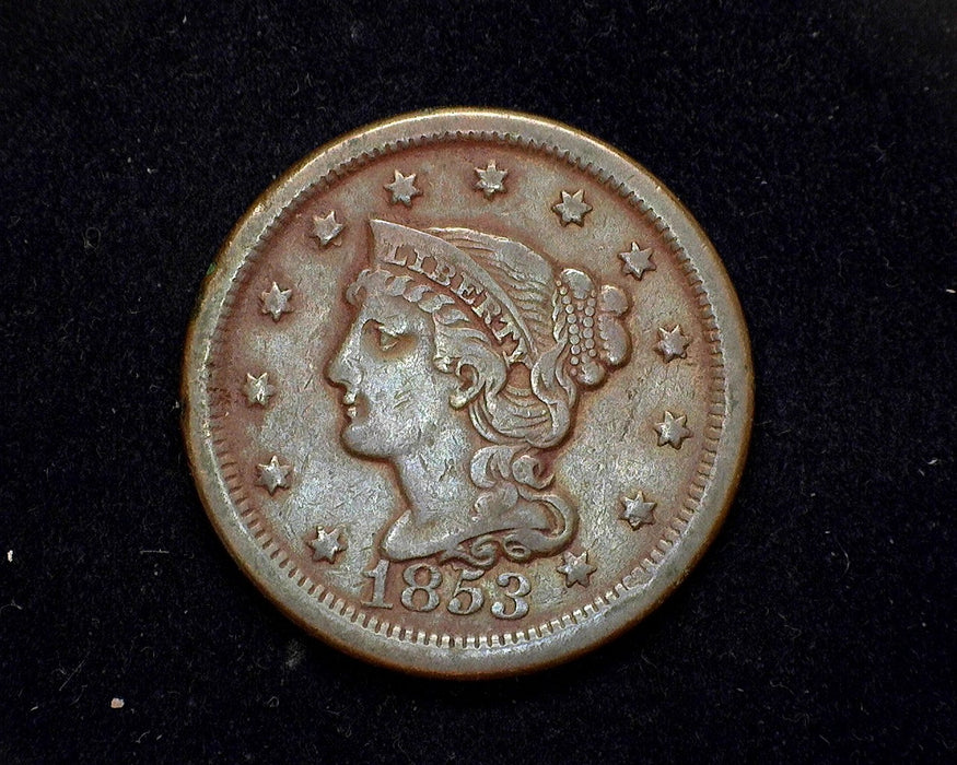 1853 Large Cent Coronet VF - US Coin