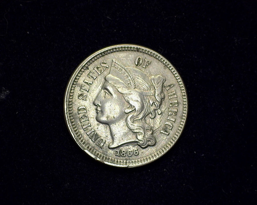 1866 Three Cent Nickel XF - US Coin