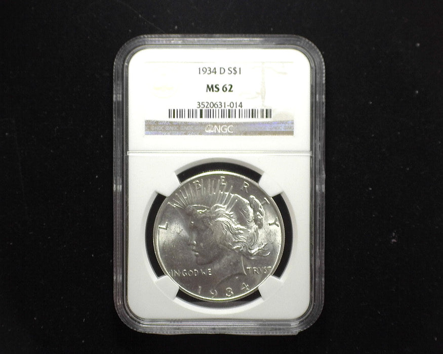 1934 D Peace Dollar NGC - MS62 - US Coin