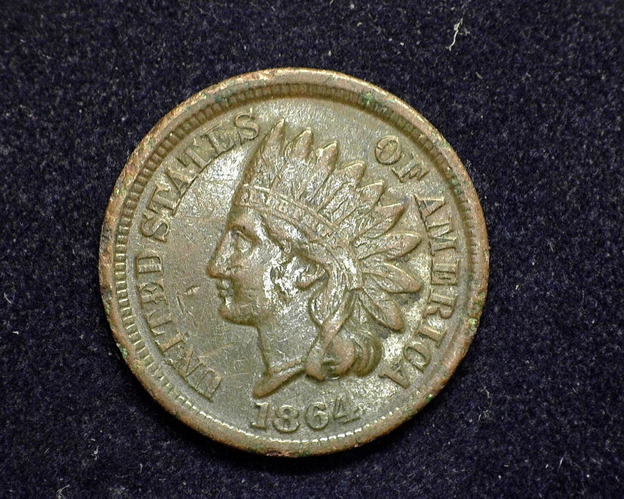 1864 Bronze Indian Head Penny/Cent F - US Coin