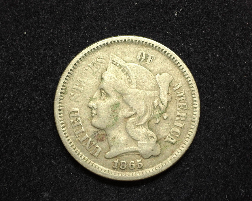 1865 Three Cent Nickel VG - US Coin