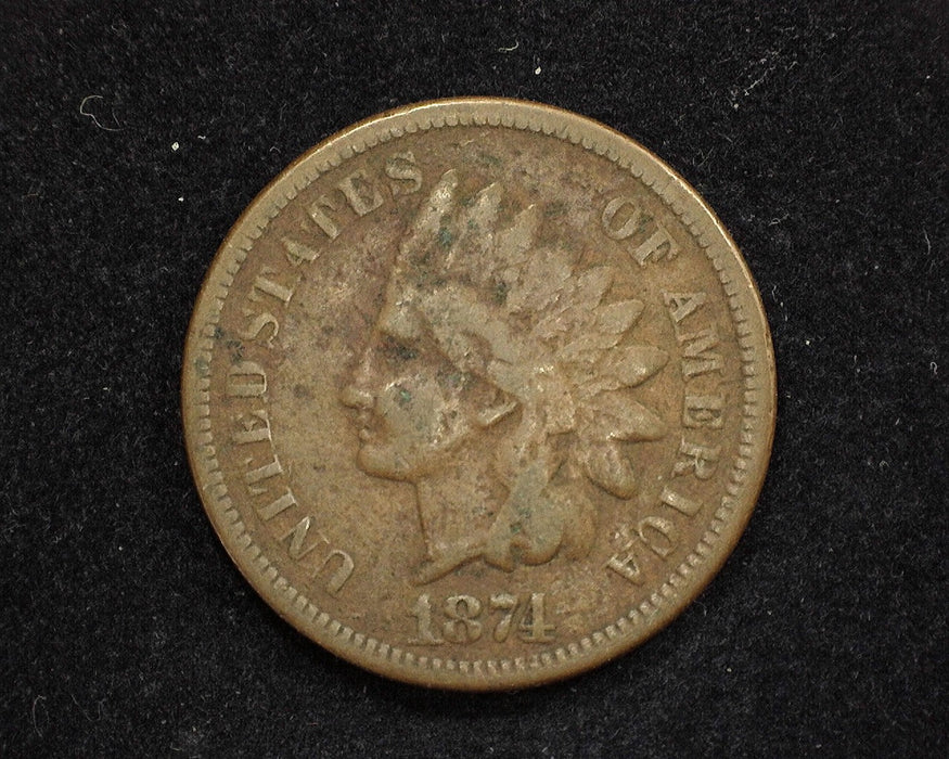 1874 Indian Head Penny/Cent VG - US Coin