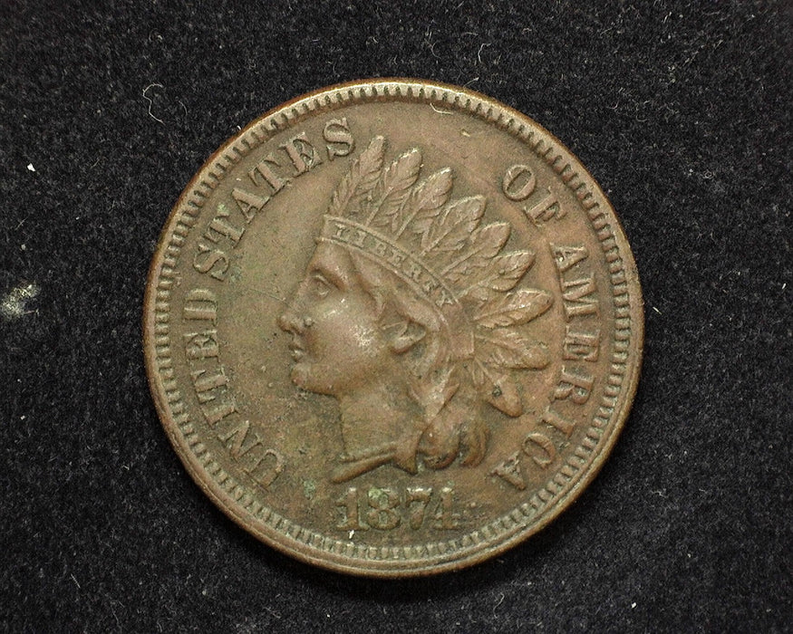 1874 Indian Head Penny/Cent VF/XF Corrosion - US Coin