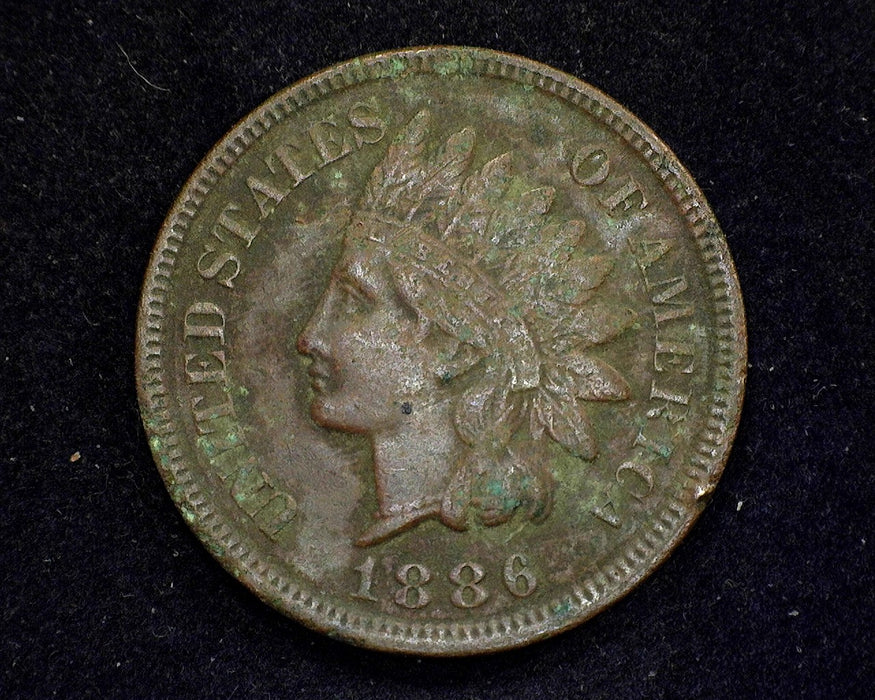 1886 Type 2 Indian Head Penny/Cent F Corrosion - US Coin