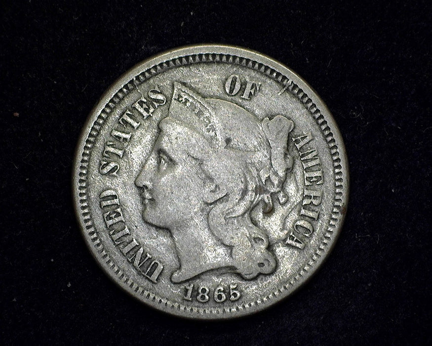 1865 Three Cent Nickel VG - US Coin